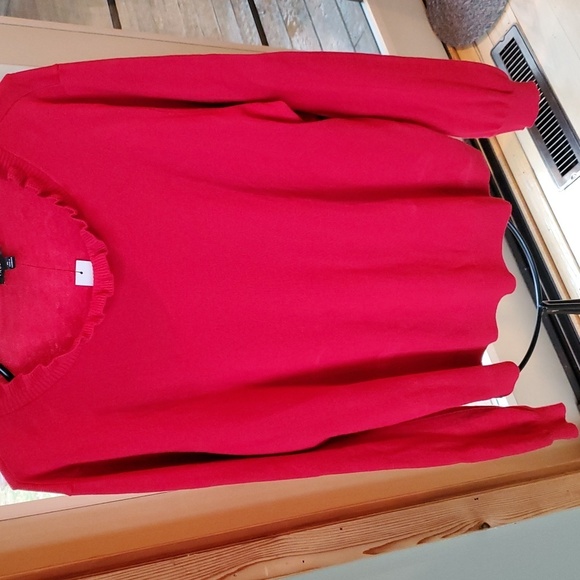 Talbots Red Ruffled Neck Long Sleeve Sz. XL Sweater NWT - Picture 7 of 10